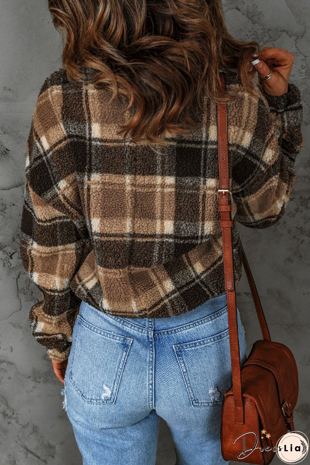 Plaid Pattern Fleece Sweatshirt