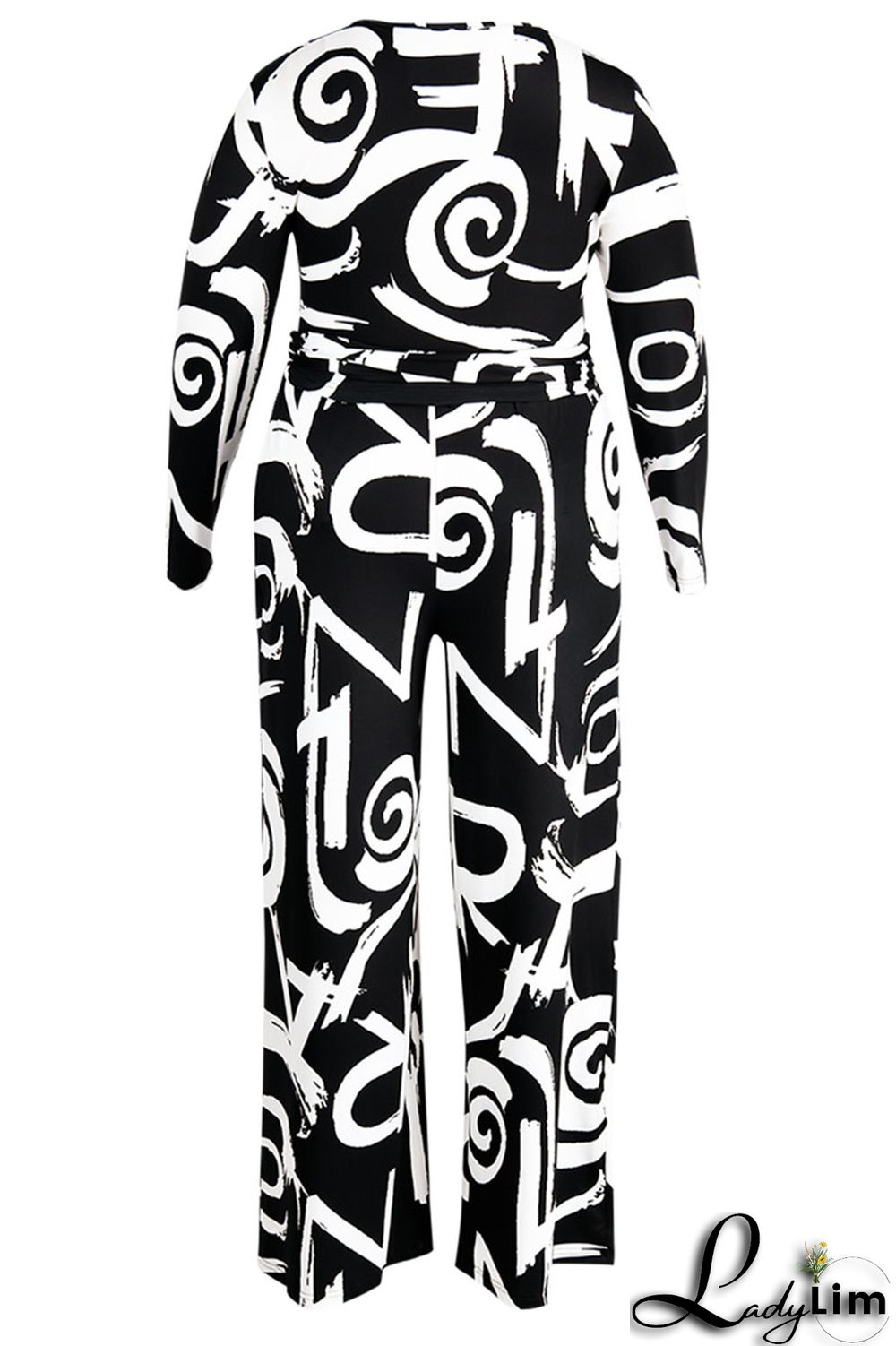 Tibetan Blue Casual Print Bandage Patchwork O Neck Plus Size Two Pieces