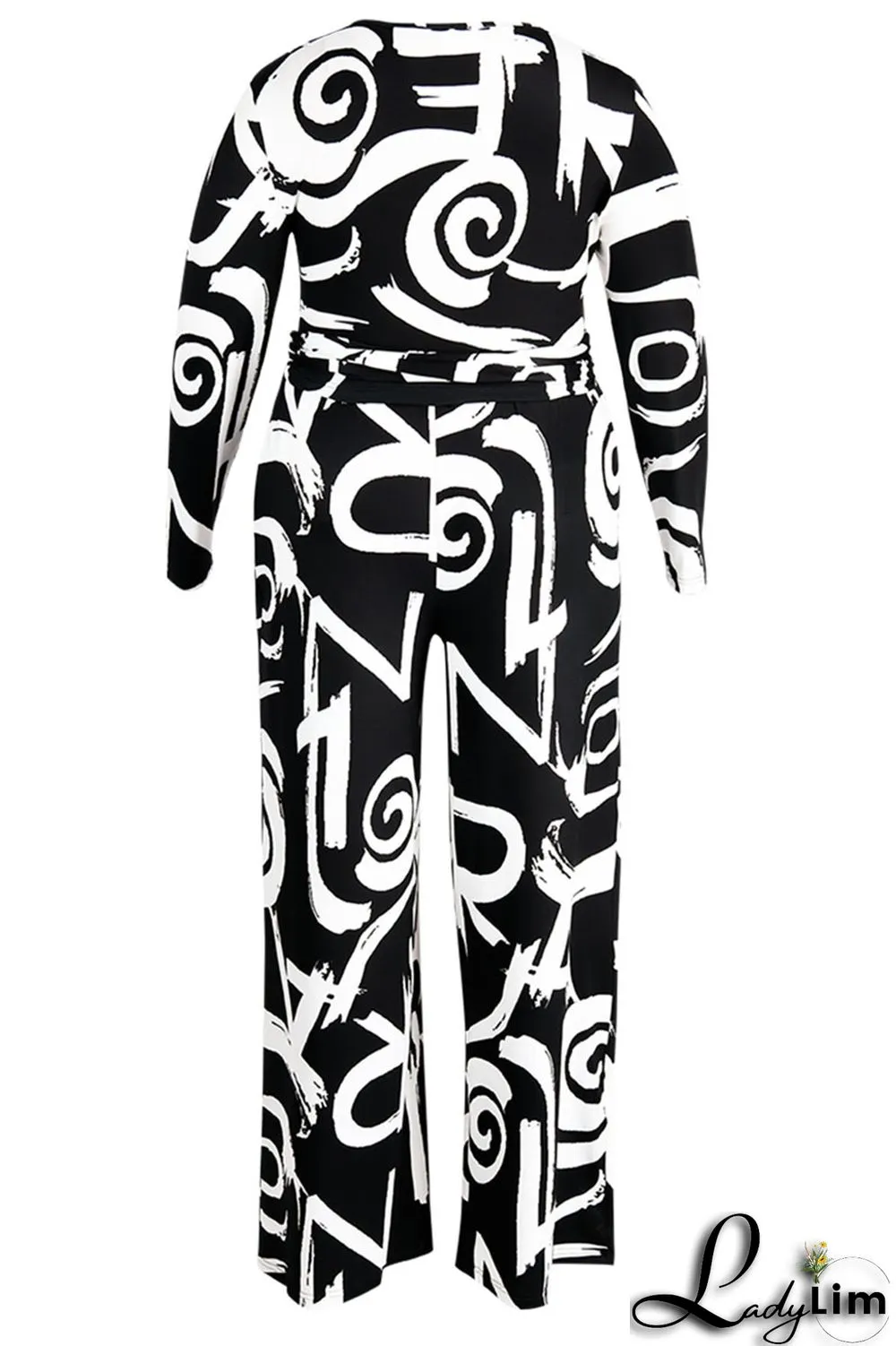 Tibetan Blue Casual Print Bandage Patchwork O Neck Plus Size Two Pieces