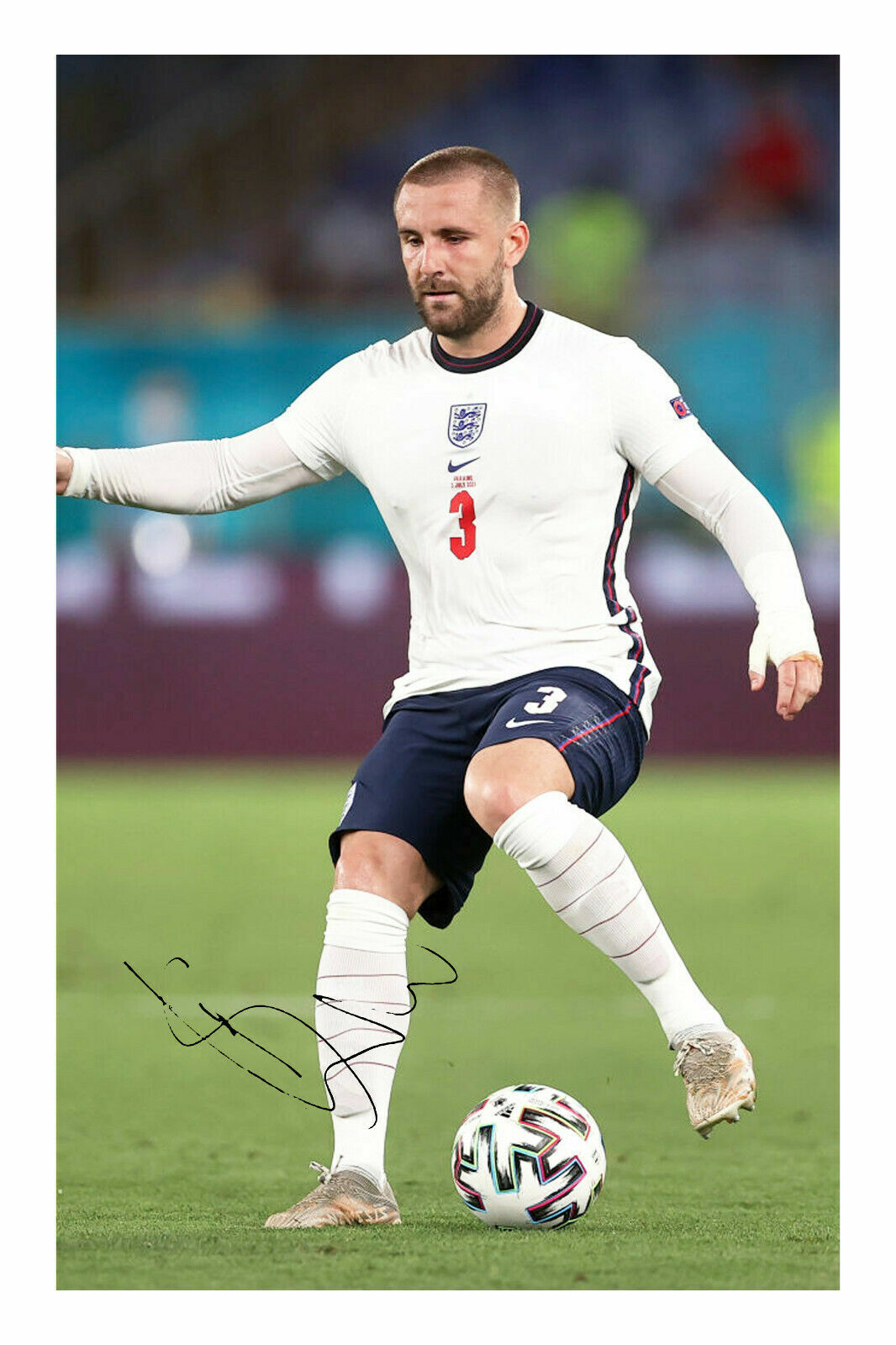 Luke Shaw - England Euro 2020 2021 Autograph Signed Photo Poster painting Print