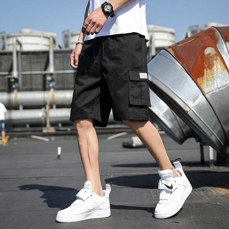 Aonga 2024 Summer Casual Shorts Solid Color Multi-Pocket Fashion Men Work Shorts Plus Size Beach Cargo Shorts M-8Xl Short Sweatpants