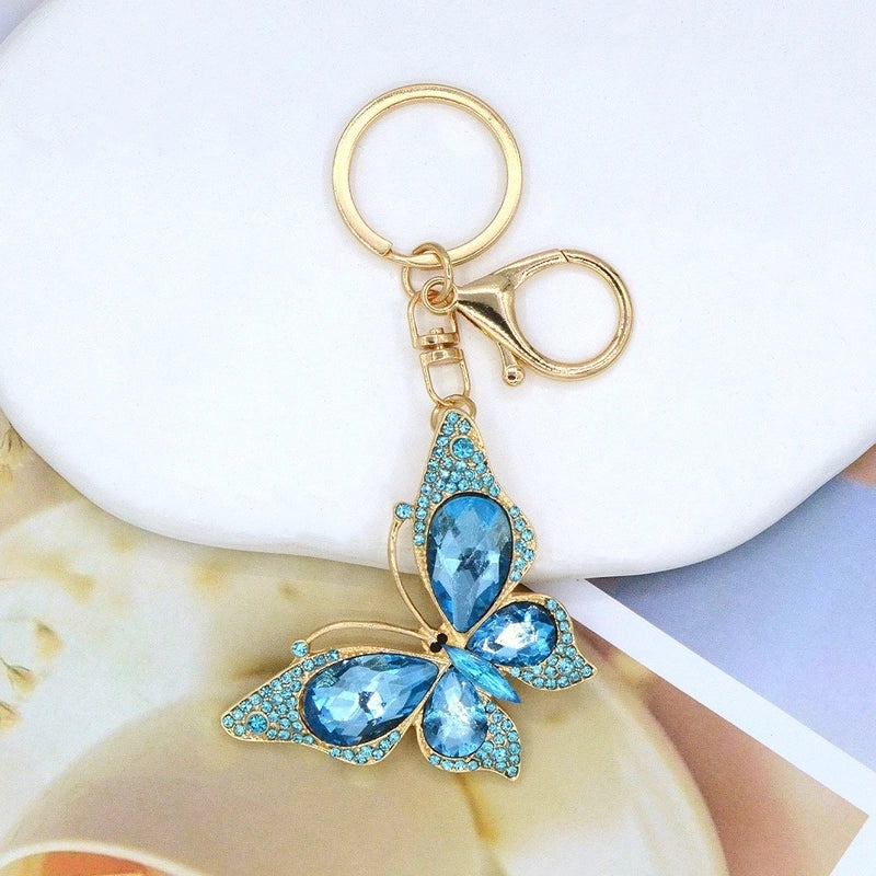 Korean Style Butterfly Metal Inlay Rhinestones Women’s Bag Pendant Keychain