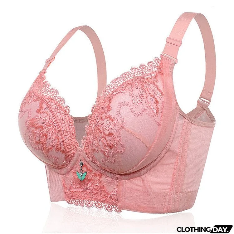 Women's Plus Size Lace Patchwork Wireless Full Coverage Bras - Pink