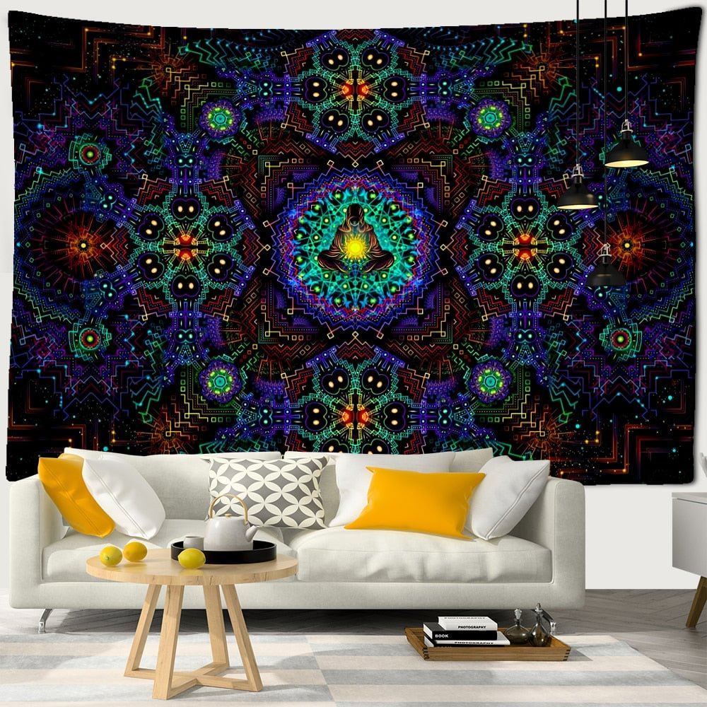Meditator's Tapestry Wall Hanging Viking Hippie Bohemian Psychedelic Mystical Witchcraft Art Home Decor