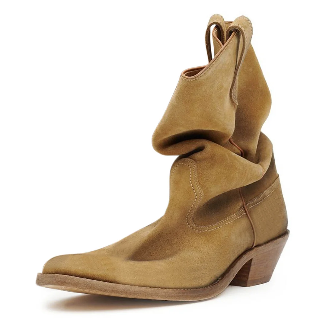 Light Brown Faux Suede Sophisticated Almond Toe Comfy Boots for Women
