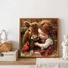Diamond Painting-DIY Full Round Drill Girl And Animal