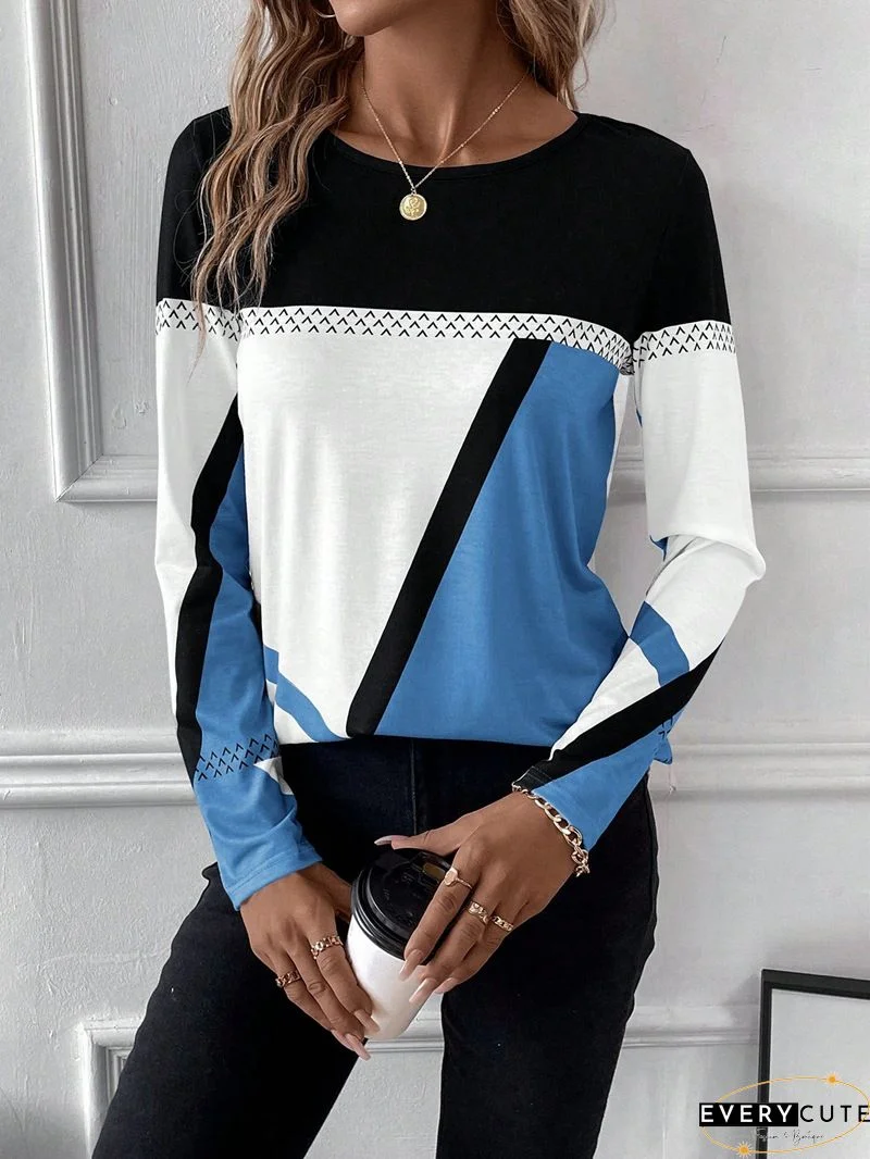 Pink Tribal Striped Long Sleeve T-shirt