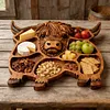 Highland Cow Wooden Charcuterie Board Rustic Farmhouse Serving Tray Cheese Board