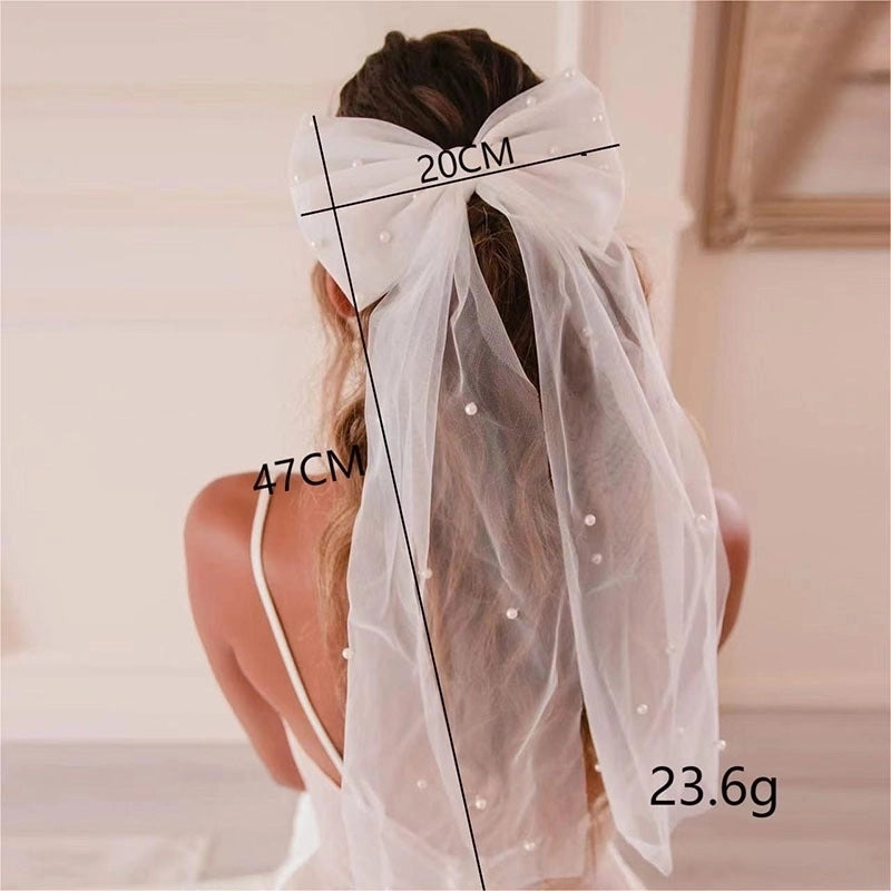 Women’s Casual IG Style Bow Knot Pearl Birdcage Veils