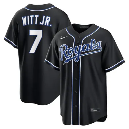 Youth Kansas City Royals #7 Bobby Witt Jr. Nike Fashion Replica Black Out Jersey