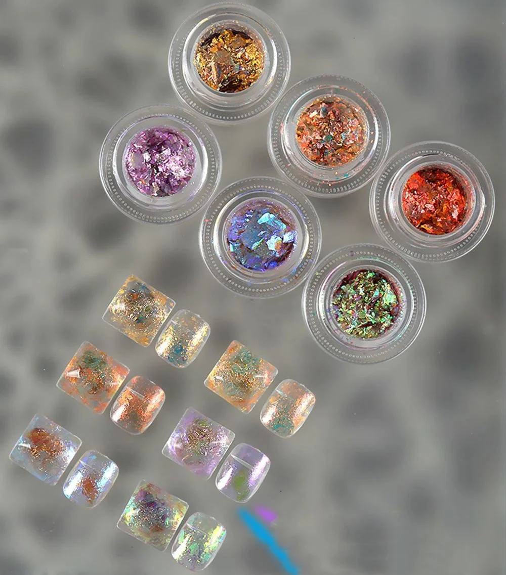 Crystal Fire Opal Star Aurora Nail Art Cloud Brocade Flakes Chrome Powder Edelweiss Glitter Powder for Eyeshadow DIY Manicure-Nail Inspo