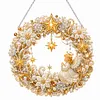 DIY Special Shaped Diamond Painting Wreath, Double-Sided Printing Christmas Wreath Hanging with LED Light Decor Kit 