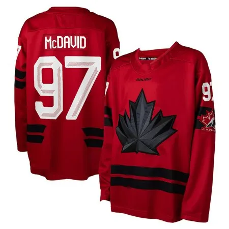 Youth Canada Hockey #97 Connor McDavid Red 2026 Away Replica Jersey YXNK