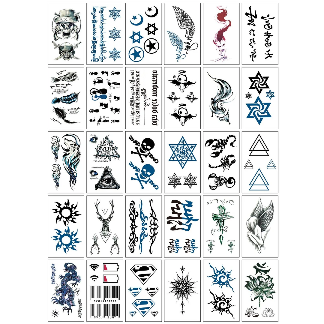 3D personality children young men and women fashion flowers simple text love arm neck wrist waterproof temporary tattoo stickers