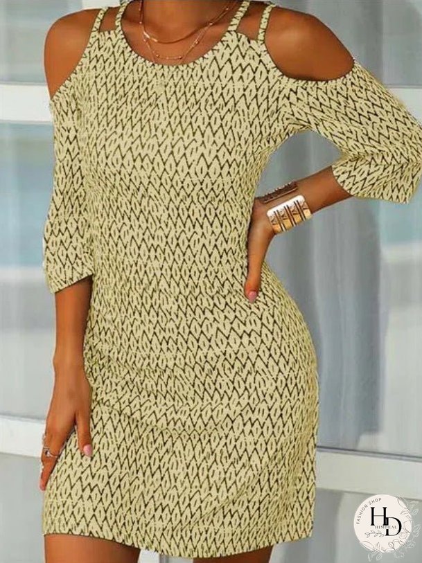 Dresses Printed Off-Shoulder Mid Sleeve Dress for Women