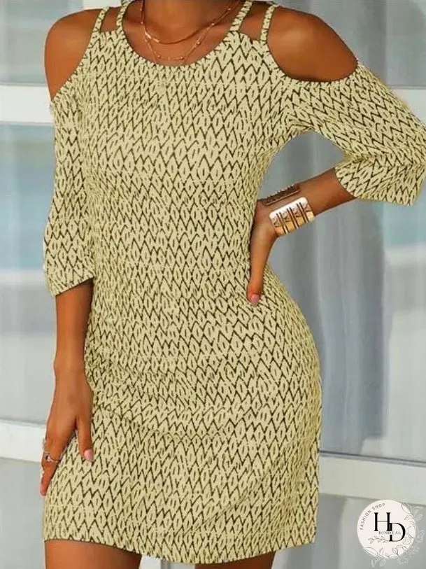 Dresses Printed Off-Shoulder Mid Sleeve Dress for Women