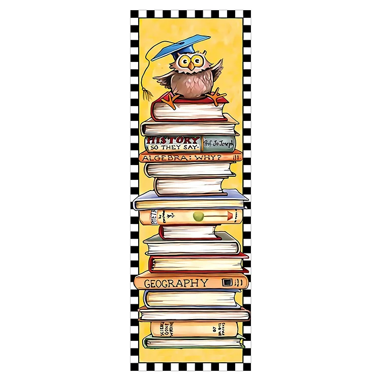 11CT Stamped Double-Sided Owl On Book Bookmark Making Kit 18x6cm for Book Lovers