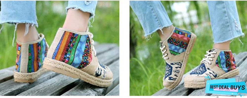 Embroider Shoes Women Ankle Boots Flat Autumn Shoes Comfortable Lace-Up Shoes Flats