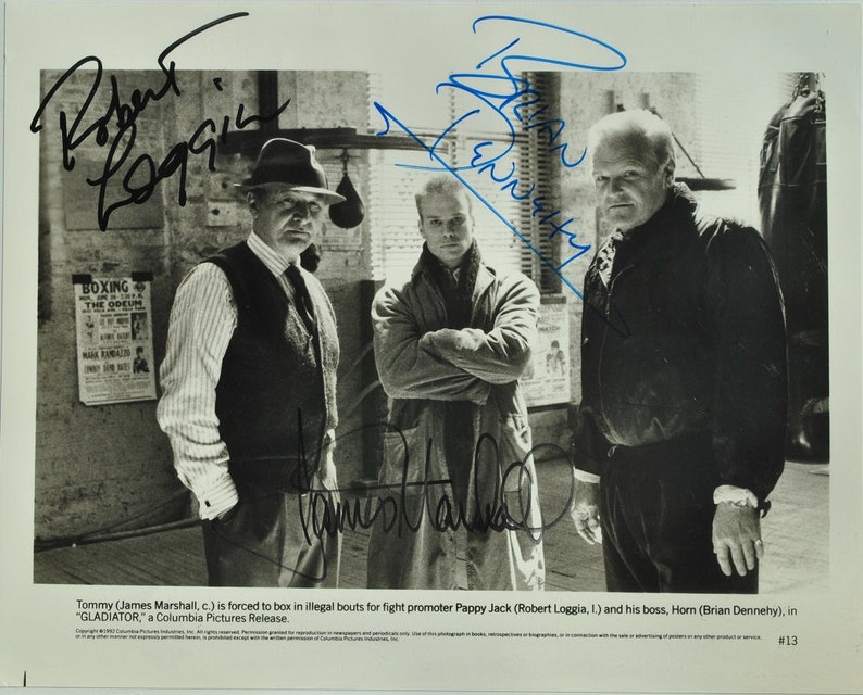 GLADIATOR cast x3 -Autographed by Brian Dennehy, Robert Loggia, James Marshall 8x10 wcoa