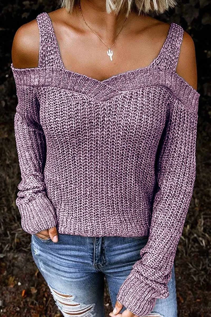 Abebey Florcoo Dew Shoulder Strapless Casual Fashion Sweater(5 colors)
