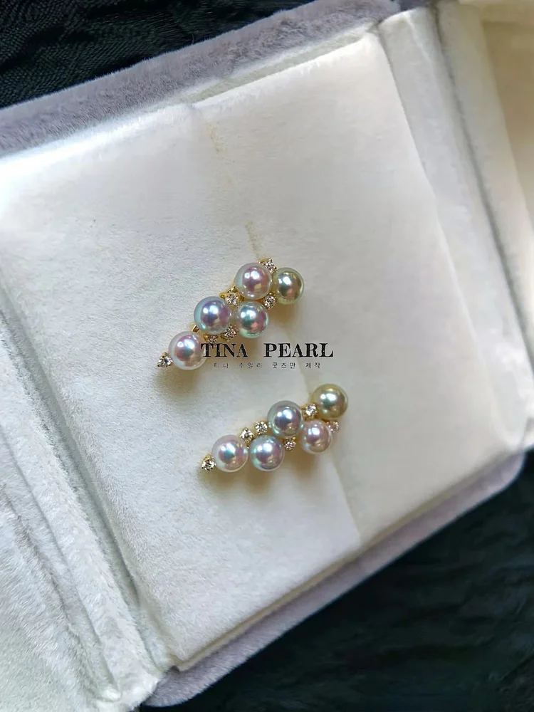 TINA Jewelry 18k candy grape skewer akoya pearl stud earrings