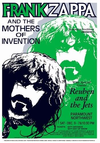 FRANK ZAPPA POSTER - PARAMOUNT NORTHWEST - Photo Poster painting QUALITY INSERT -  POST!