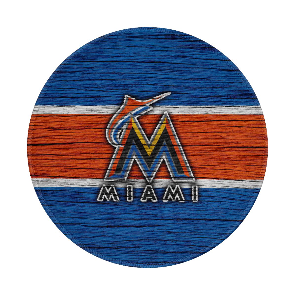 Miami Marlins Wooden Stripe Round Non-Slip Thick Rubber Modern Gaming Mousepad