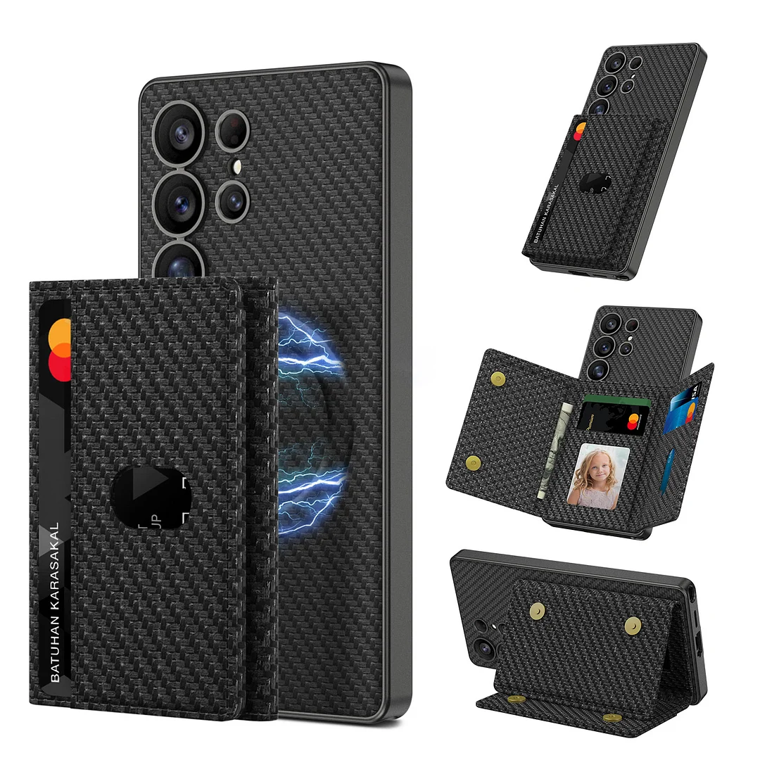 High-quality Vintage PU Material Mobile Phone Case 2-in-1 Dismountable Magnetic Wallet Card Bag Phone Cover for Samsung 