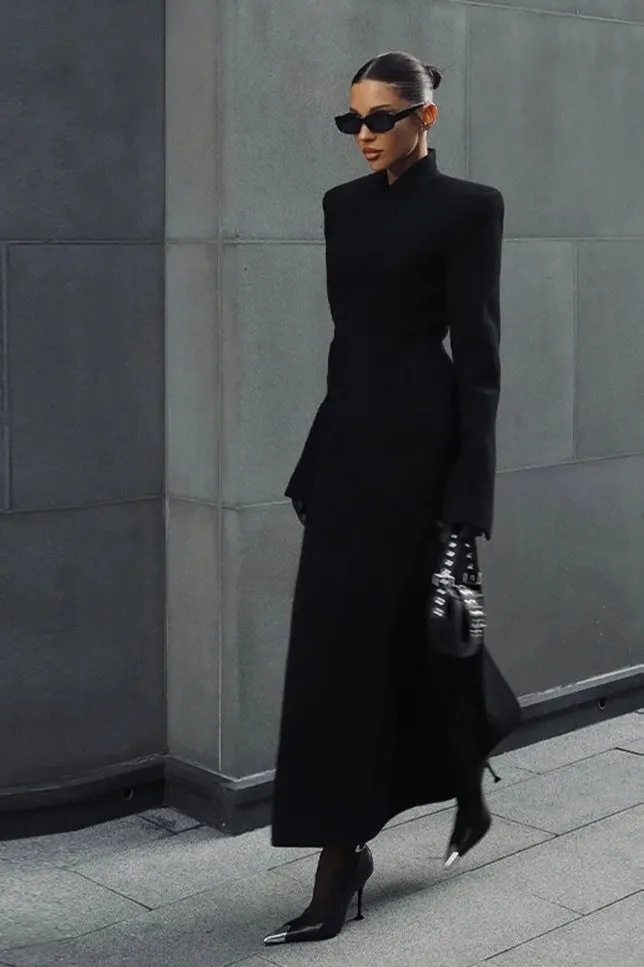 V-Neck Solid Slim Single-Breasted Coat