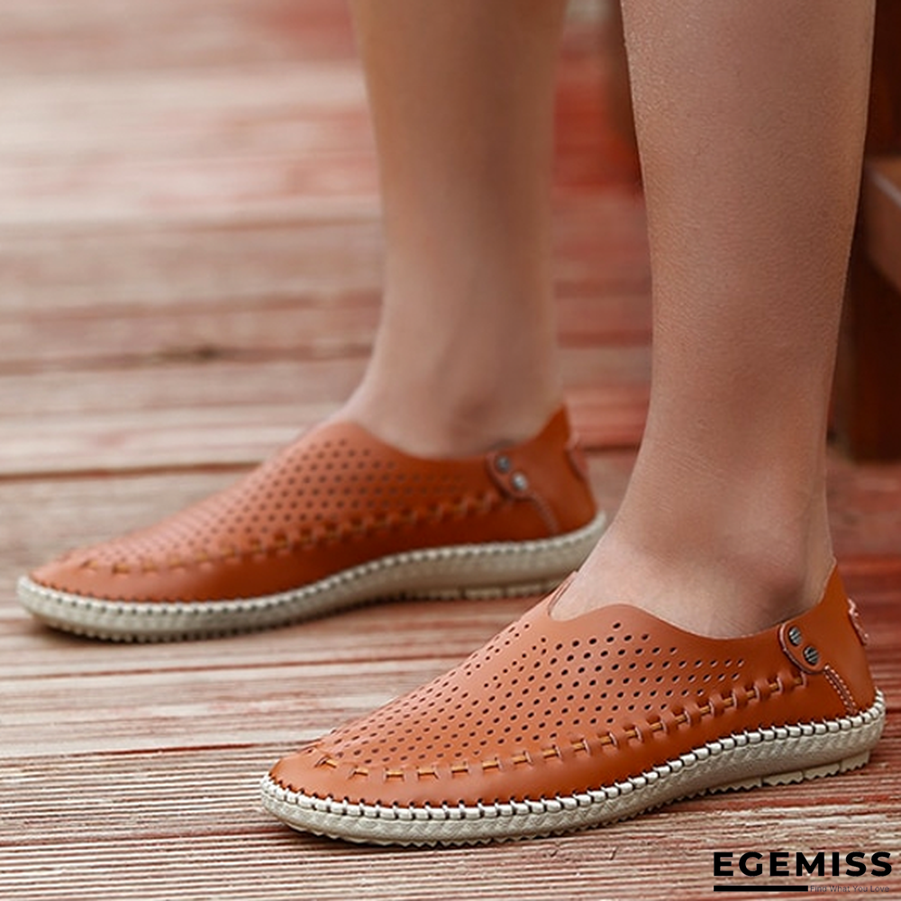 Men's Genuine Leather Flats Moccasins Loafers Driving Shoes | EGEMISS