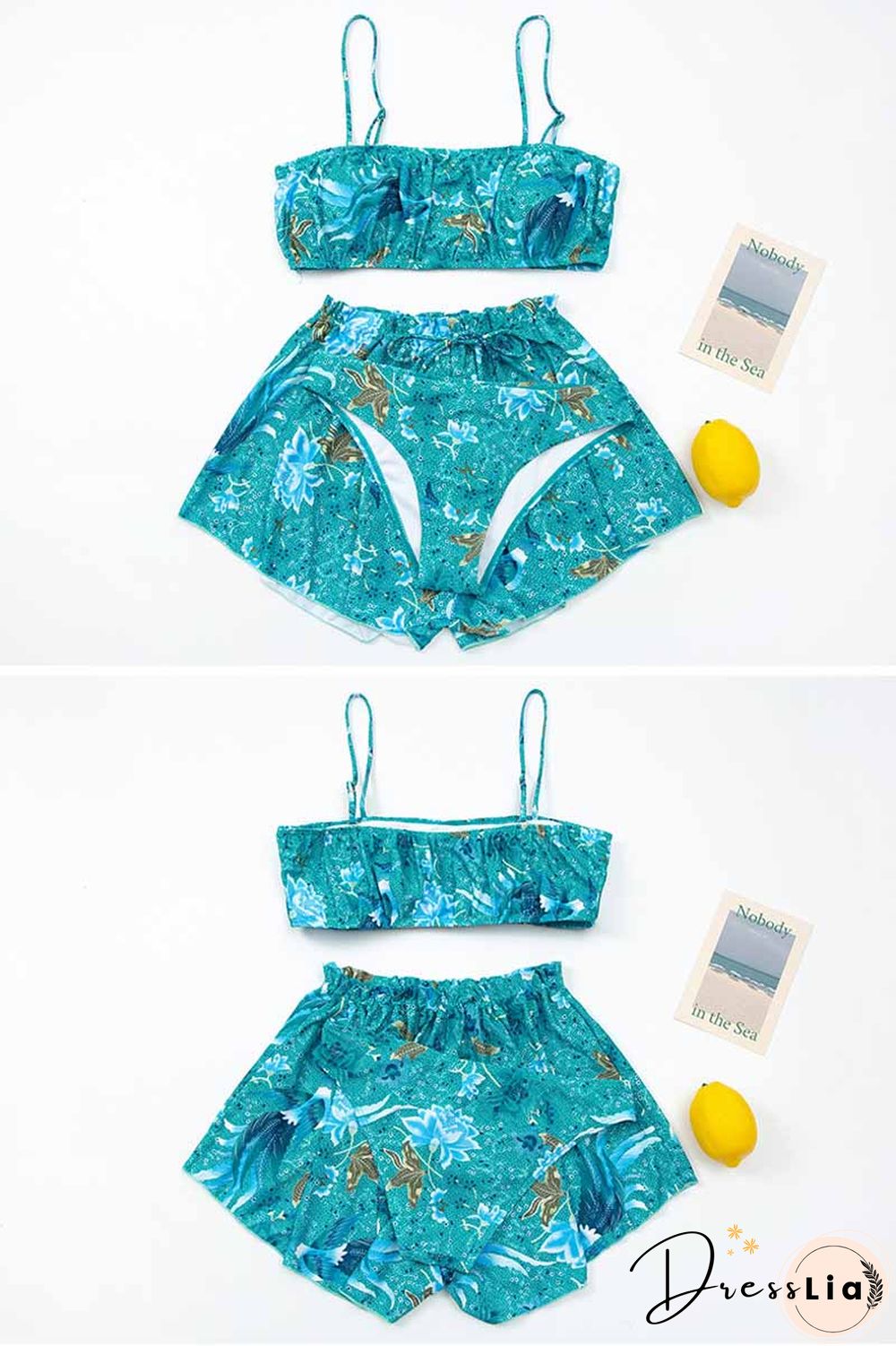 Summer Floral Print Spring Three-pieces Swimwear