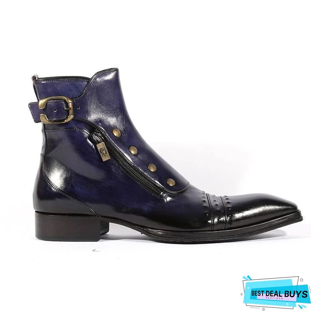 Men's Gentlemen Button Zipper Ankle Boots