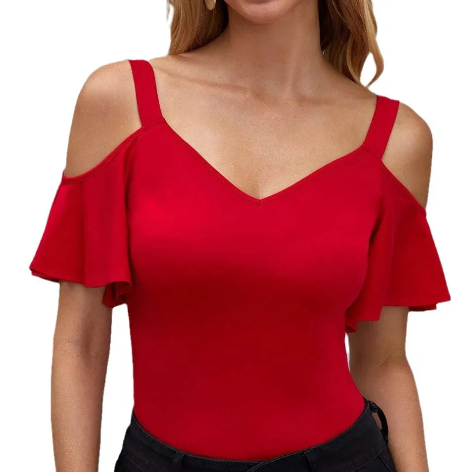 Brownm Elegant Ruffled Slim Fit Camisole Casual Blouses