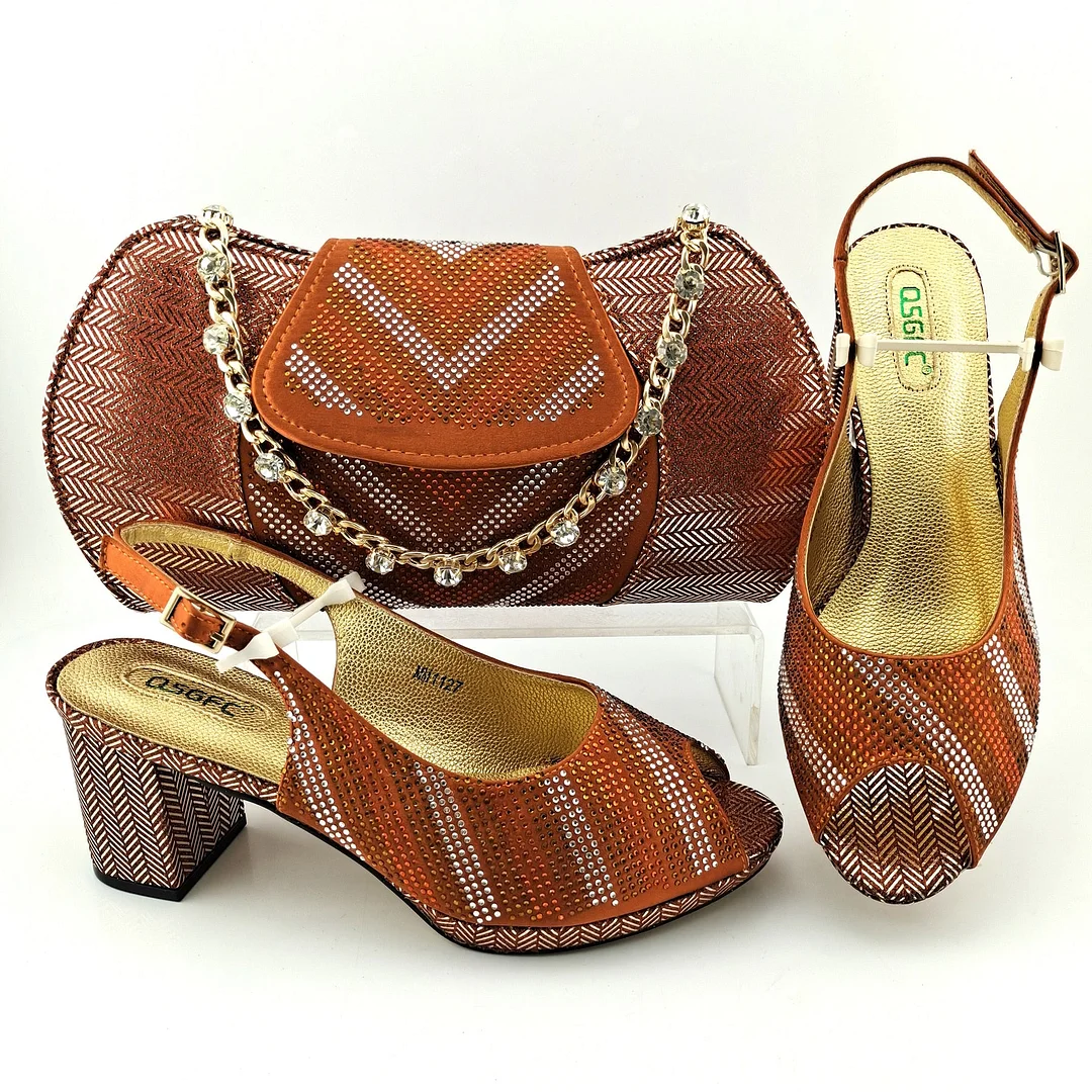 Italian Design Decoration Concise Shoes and Bag For Party Nigerian Fashion Women Shoes and Bag Set