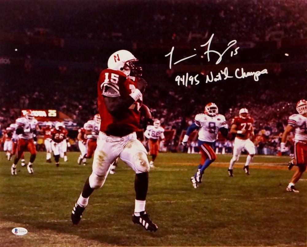 Tommie Frazier Autographed Nebraska 16x20 Running Photo Poster painting w/ Insc - Beckett Auth