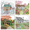 4pcs Cross Stitch - 14CT Stamped - Hut One Two Three Four (16*16cm)、[Everydayedeals]