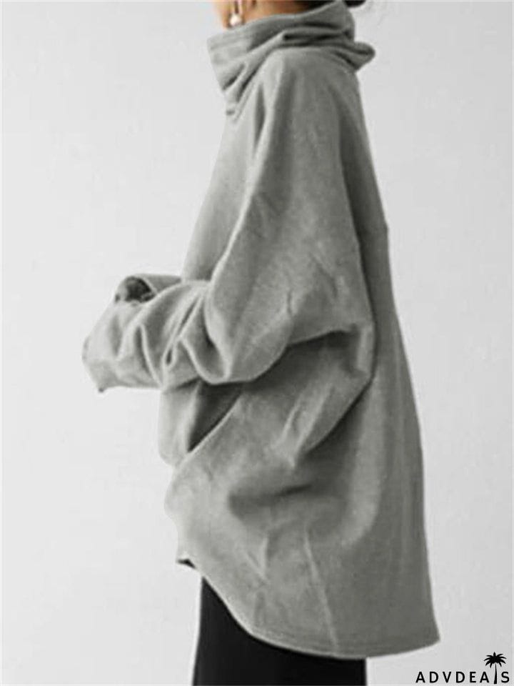 Trendy Turtle Neck Long Sleeve Pullover Tops