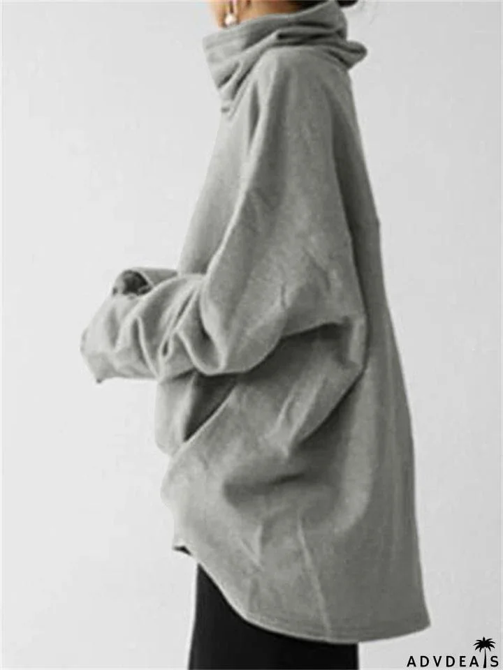 Trendy Turtle Neck Long Sleeve Pullover Tops