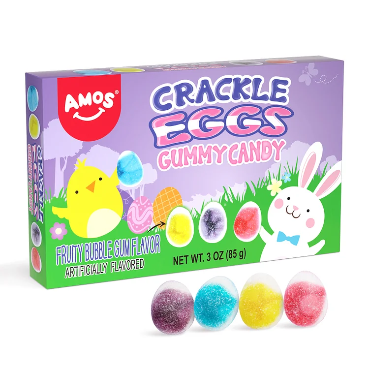 Amos Easter Candy Crackle Eggs Gummy Candy, Easter Basket Candy Treat for Kids, 3oz. Box