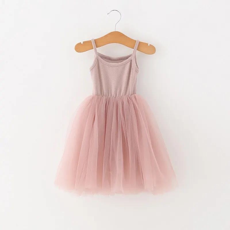 Sequins Star Tulle Dress for Girl Summer Sleeveless Knitted Dresses Christmas Party Vestidos Baby Children Birthday Clothing