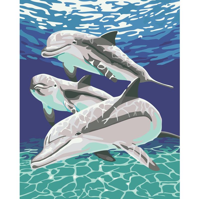 

Underwater Dolphins – Paint By Numbers - 40*50CM, 501 Original