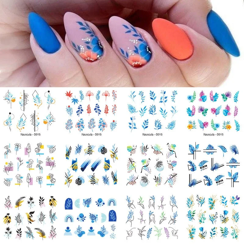 Harunouta 12pcs Black Snake Nail Stickers Wave Line Transfer Sliders Decoration Abstract Image Nail Art Designs Water Decals