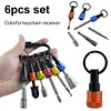 6pcs/Set 1/4 Inch Hex Shank Screwdriver Bits Holder Keychain Portable Hand Tool