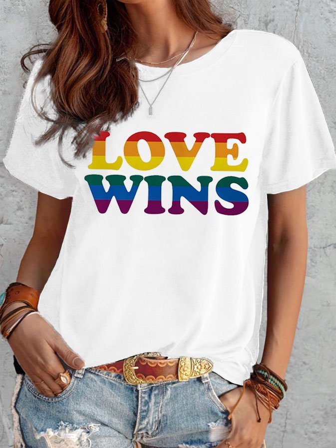 LOVE WINS Rainbow Alphabet Print T-shirt