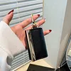 PU Leather Foldable Keychain Tote Bag Expandable Mini Storage Organizer Bag