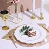 10 Pack | 11" White Hard Plastic Dinner Plates, Disposable Tableware, Baroque Heavy Duty Plates with Gold Rim