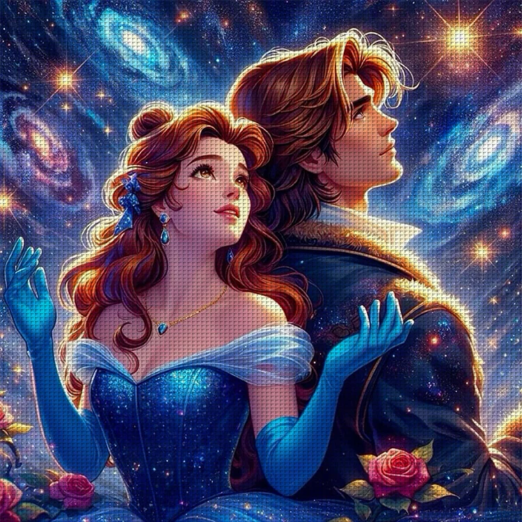 【Huacan Brand】Disney Princess Belle And Prince 11CT Stamped Cross Stitch 40*40CM