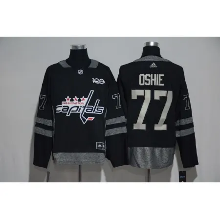 Washington Capitals #77 T.J Oshie Black Men's 1917-2017 100th  Anniversary Stitched NHL Jersey