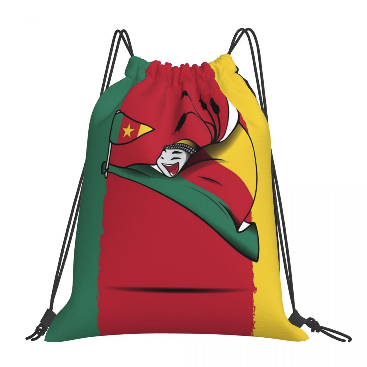 Cameroon World Cup 2022 Mascot Drawstring Bags for School Gym