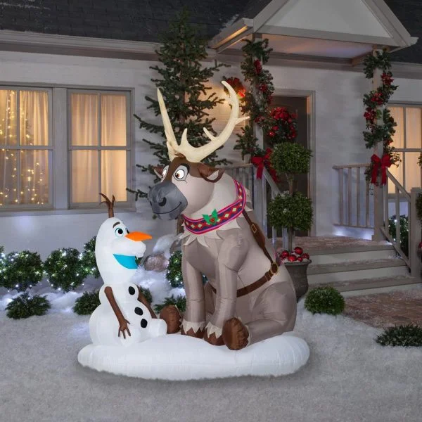 🔥kukelife🔥Christmas-7 ft pre lit inflatable airblown olaf and sven scene